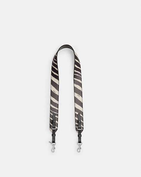 COACH®,STRAP WITH ZEBRA PRINT,Refined Calf Leather,Mini,Silver/Zebra,Front View