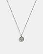 COACH®,STERLING SILVER COIN PENDANT NECKLACE,Sterling Silver,Silver,Front View