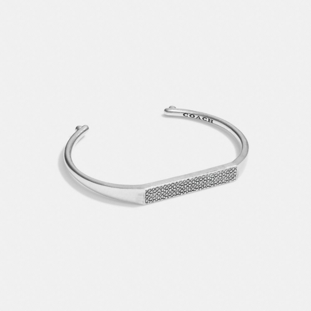 COACH®,BRACELET-MANCHETTE AVEC IDENTIFICATION EN ARGENT STERLING SIGNATURE,Argent sterling,Argenté,Front View