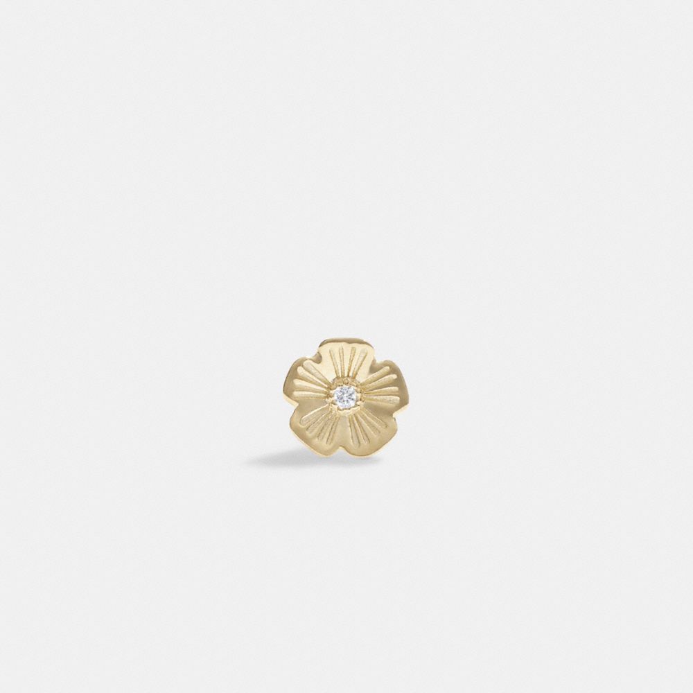 COACH®,14K GOLD TEA ROSE SINGLE STUD EARRING,14 K Gold,Gold,Front View image number 0