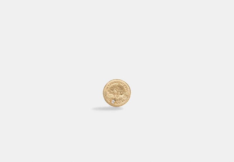 COACH®,14K GOLD COIN SINGLE STUD EARRING,14 K Gold,Gold,Front View image number 0