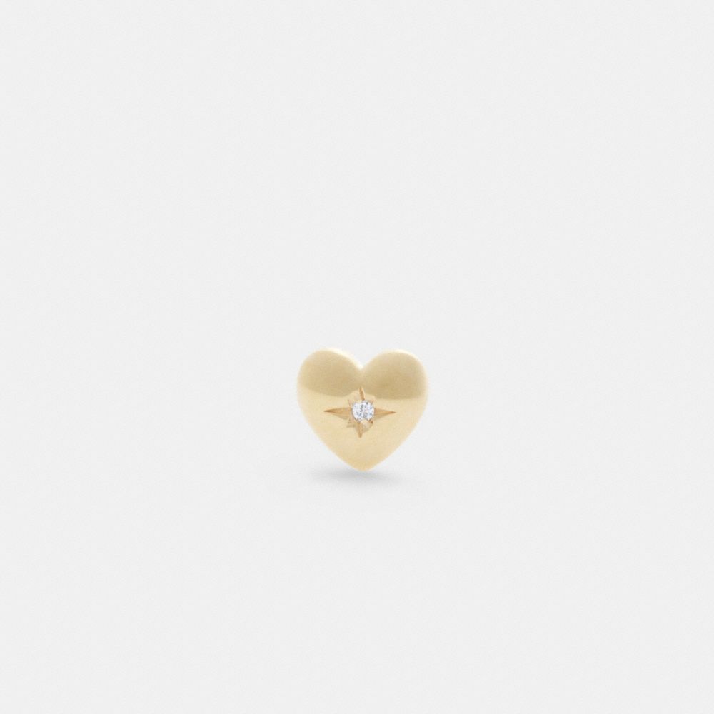 COACH®,14K GOLD HEART SINGLE STUD EARRING,14 K Gold,Gold,Front View