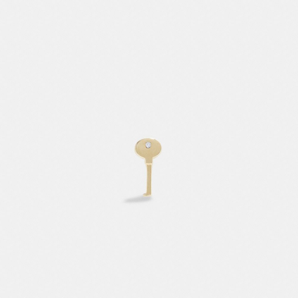 COACH®,14K GOLD KEY SINGLE STUD EARRING,14 K Gold,Gold,Front View