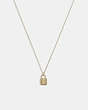 COACH®,14K GOLD QUILTED SIGNATURE PADLOCK PENDANT NECKLACE,14 K Gold,Gold,Front View