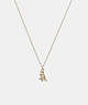 COACH®,14K GOLD REXY PENDANT NECKLACE,14 K Gold,Gold,Front View