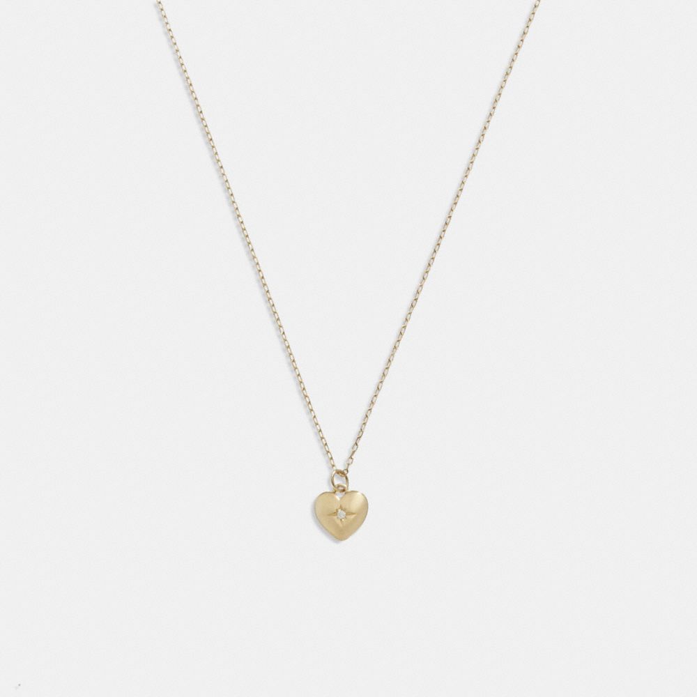 COACH®,14K GOLD HEART PENDANT NECKLACE,14 K Gold,Gold,Front View image number 0