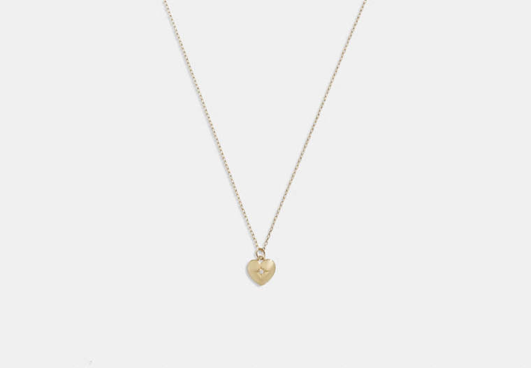 COACH®,14K GOLD HEART PENDANT NECKLACE,14 K Gold,Gold,Front View