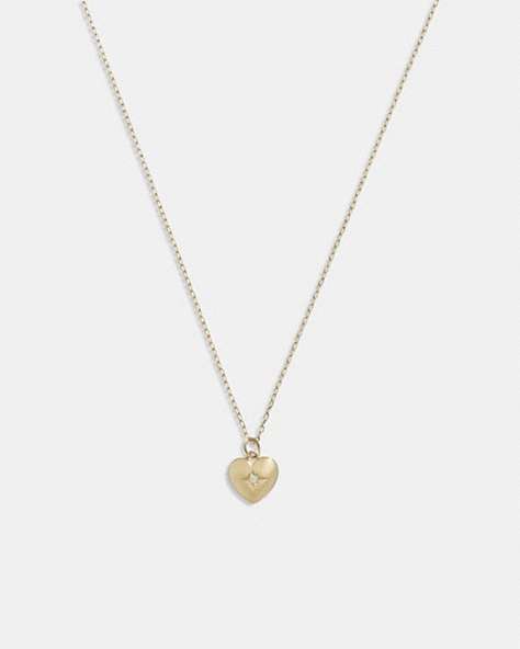 COACH®,14K GOLD HEART PENDANT NECKLACE,14 K Gold,Gold,Front View