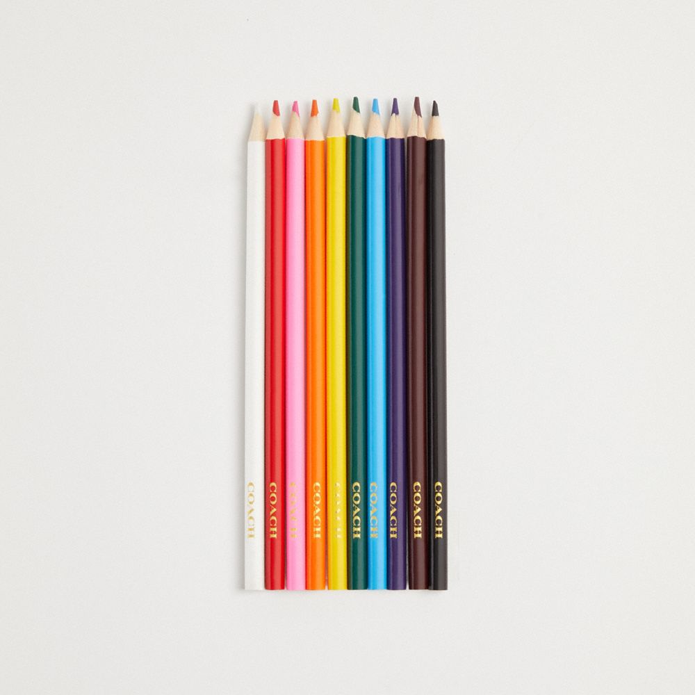 COACH®,SIGNATURE PENCIL SET,Hazelnut/Sport Red Multi,Angle View