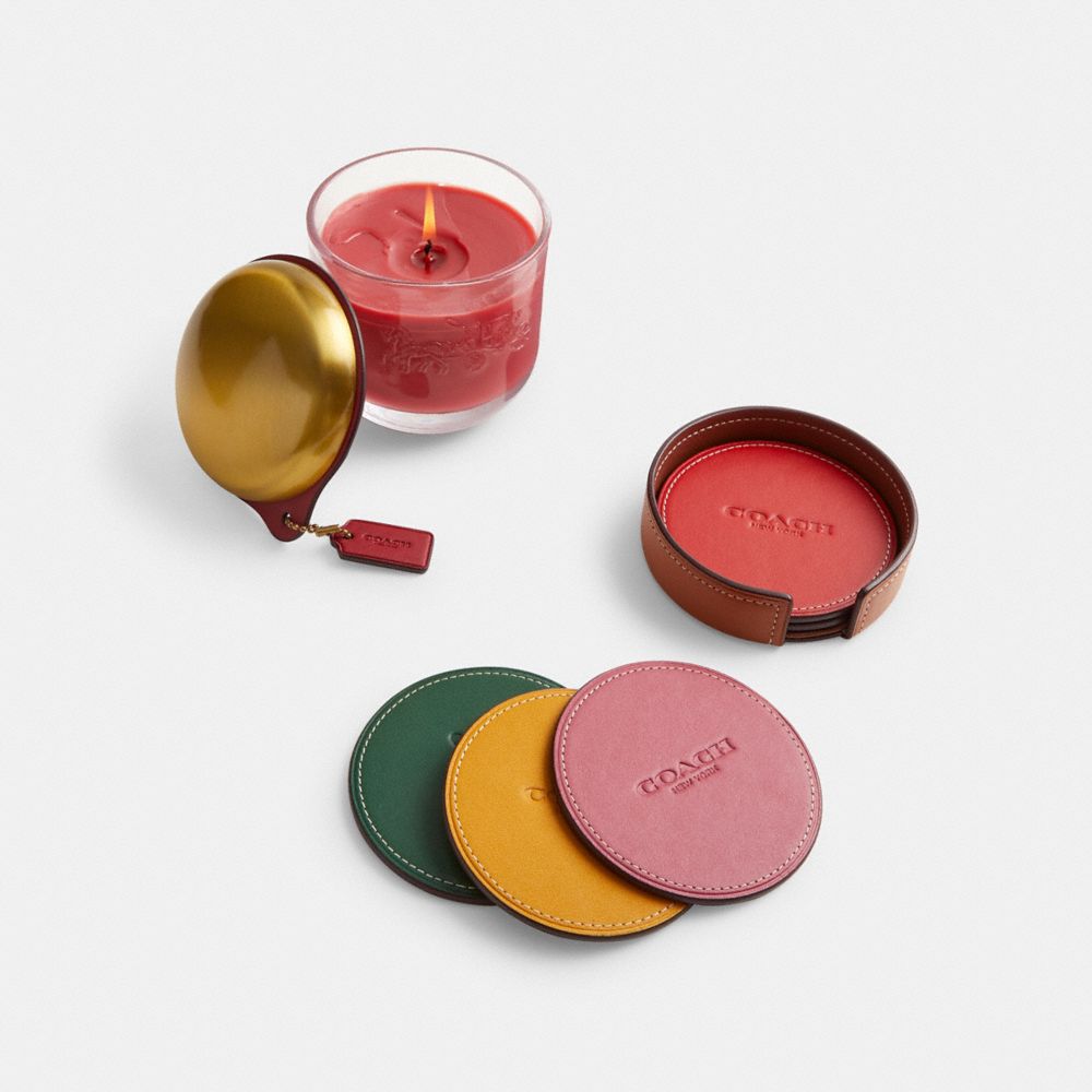 COACH®,Coaster Set & Coach Holiday Candle,