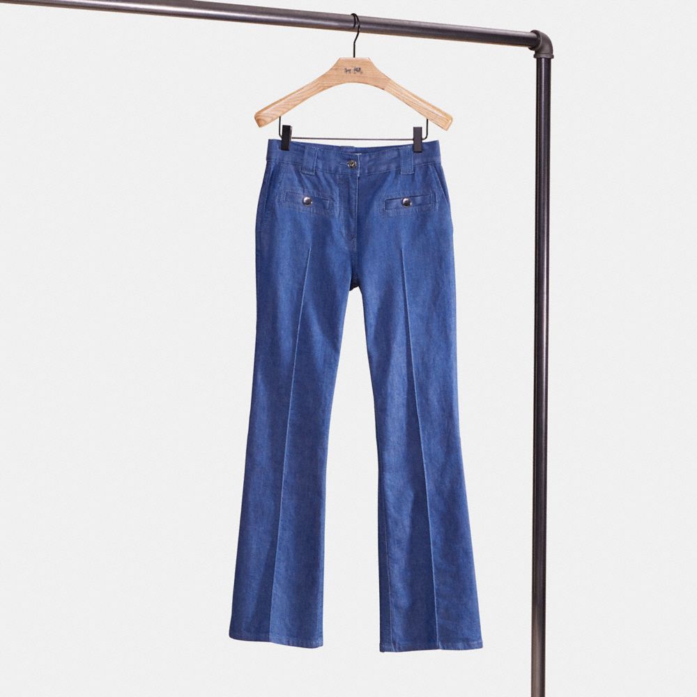 COACH®,RESTORED RETRO HIGH RISE JEANS,cotton,Indigo,Front View