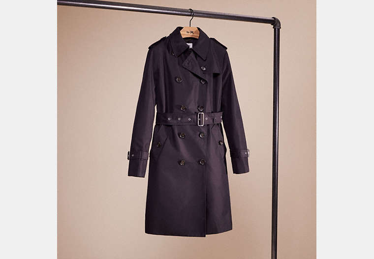 COACH®,RESTORED TRENCH COAT,cotton,Black,Front View