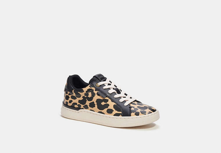 COACH®,LOWLINE LOW TOP SNEAKER WITH PRINT,Leather,Leopard,Front View