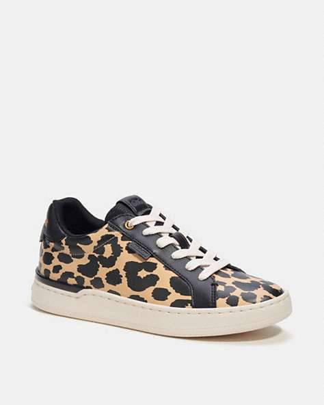 COACH®,LOWLINE LOW TOP SNEAKER WITH PRINT,Leather,Leopard,Front View