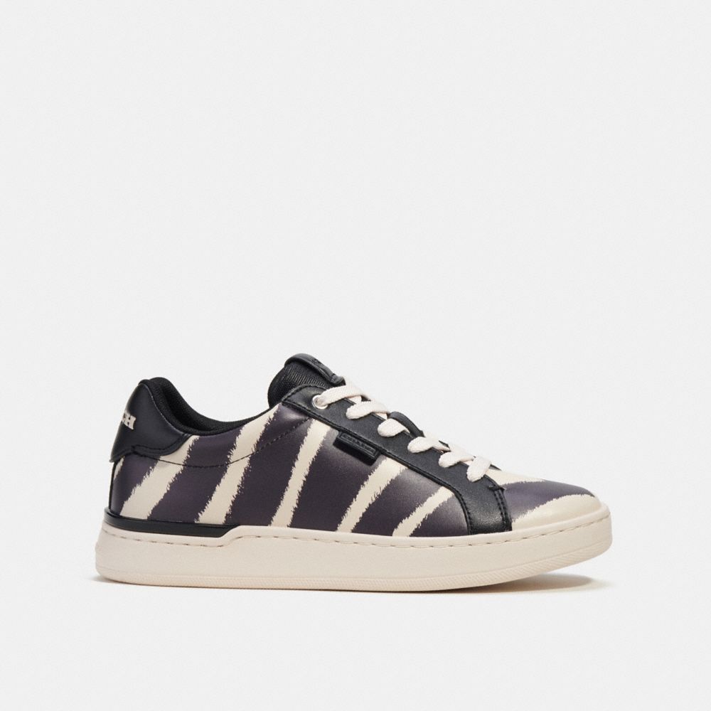 COACH®,LOWLINE LOW TOP SNEAKER WITH PRINT,Zebra,Angle View