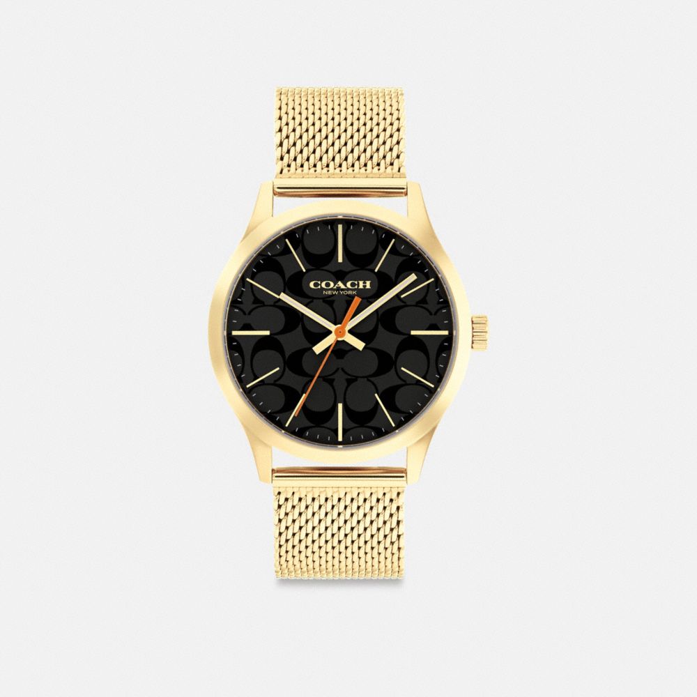 COACH®,BAXTER WATCH, 39MM,Gold,Front View