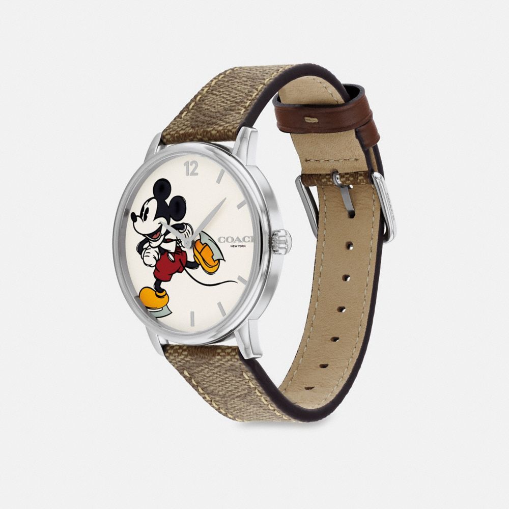 COACH®,DISNEY X COACH GRAND WATCH, 40MM,Khaki,Angle View