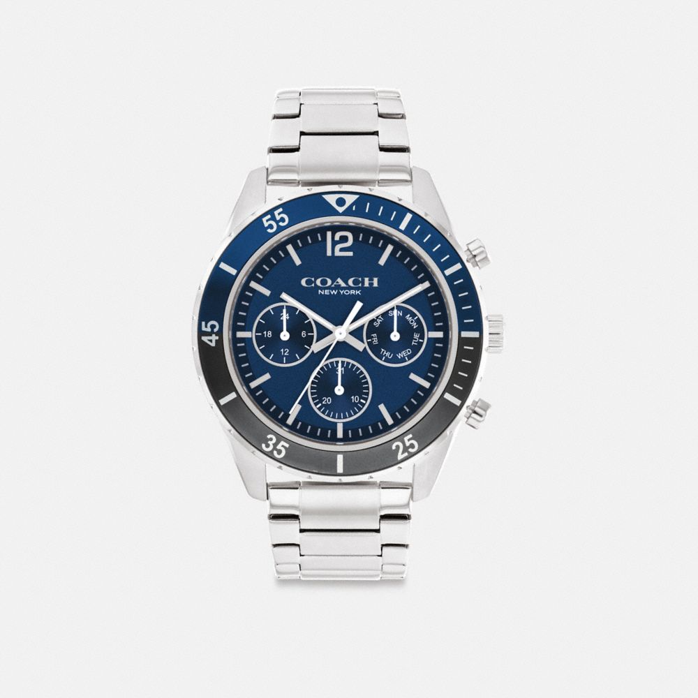 COACH®,MONTRE COLE, 44 MM,Acier inoxydable,Front View