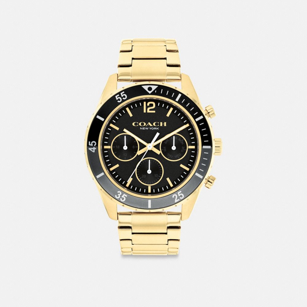 COACH®,COLE WATCH, 44MM,Gold,Front View