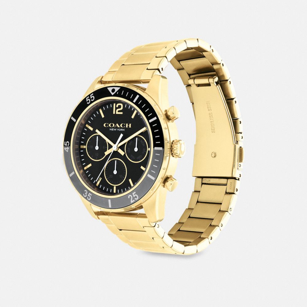 COACH®,COLE WATCH, 44MM,Gold,Angle View