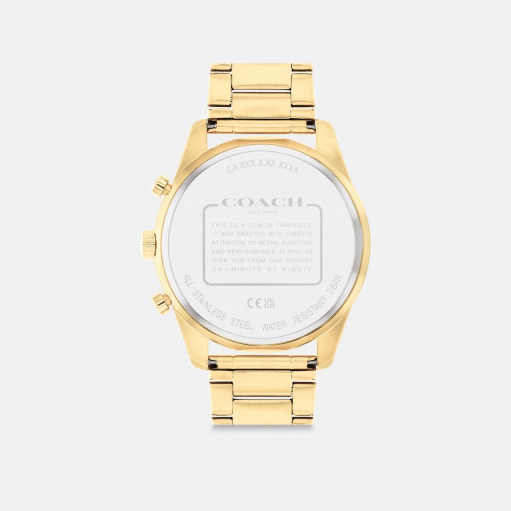 COACH®,COLE WATCH, 44MM,Gold,Back View