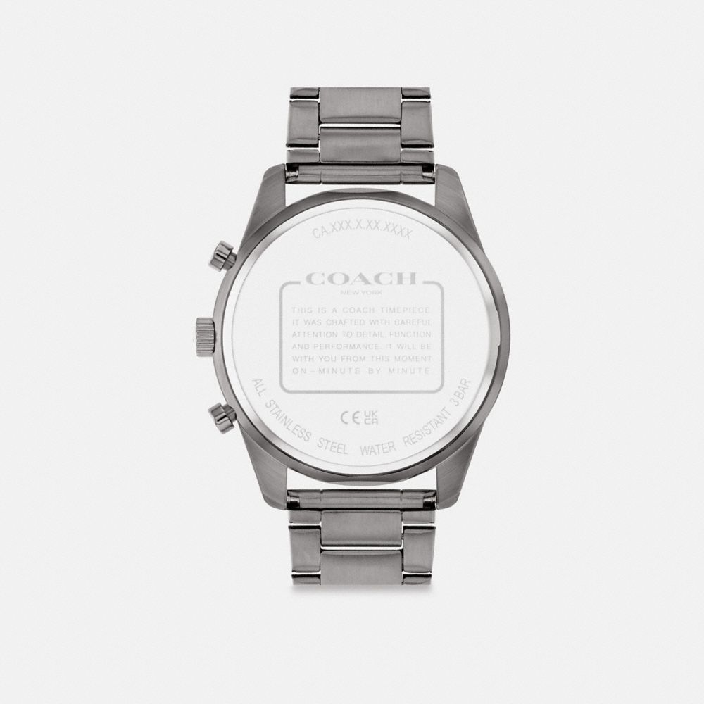 COACH®,COLE WATCH, 44MM,Dark Grey,Back View