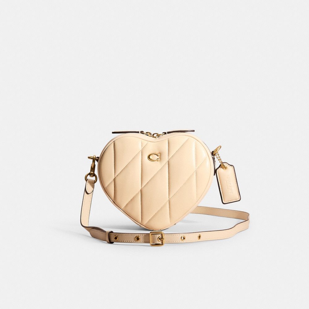 COACH®,RESTORED HEART CROSSBODY WITH QUILTING,Nappa leather,Brass/Ivory,Front View