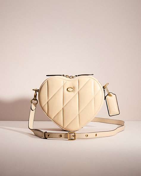COACH®,RESTORED HEART CROSSBODY WITH QUILTING,Nappa leather,Brass/Ivory,Front View