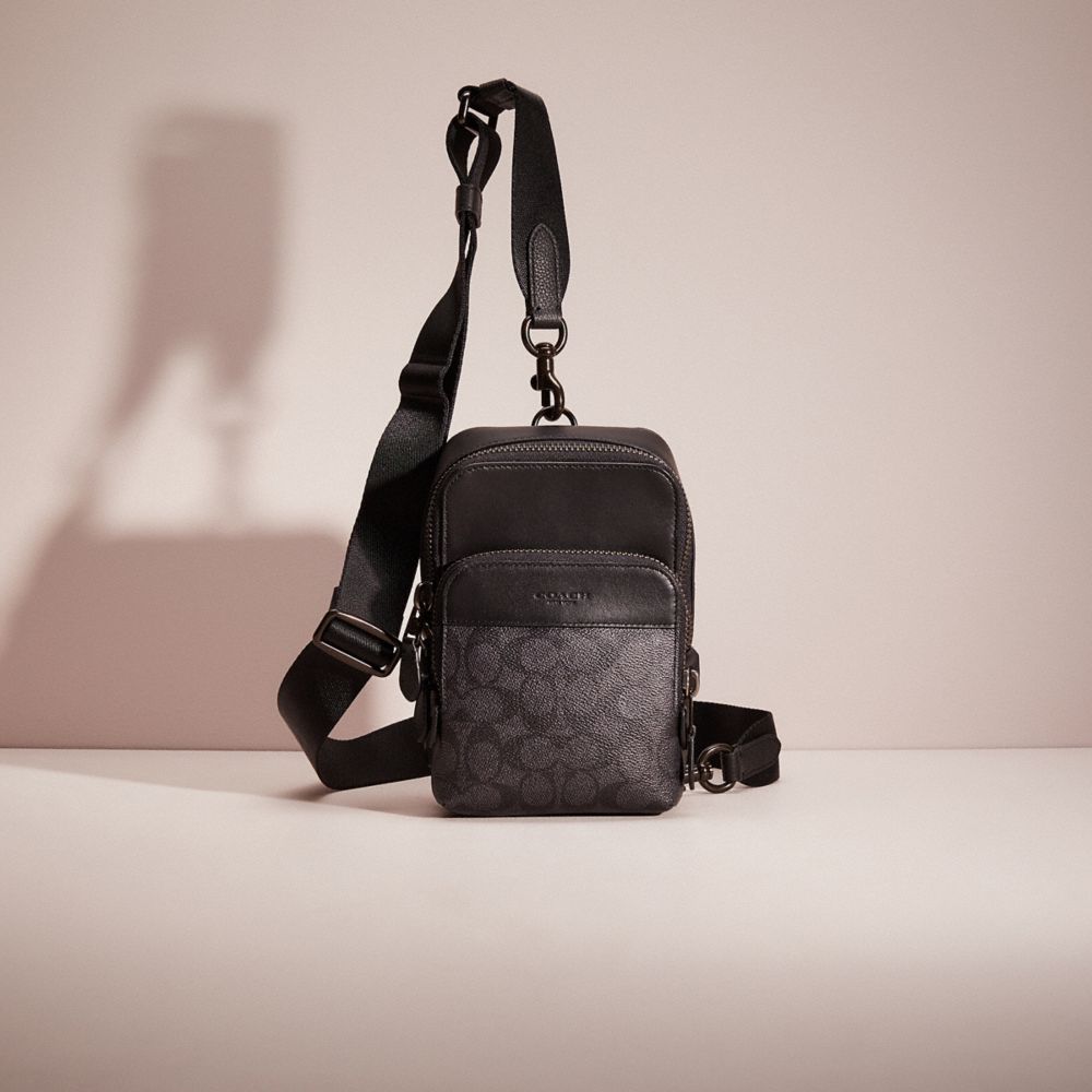 COACH®,RESTORED GOTHAM SLING PACK 13 IN SIGNATURE CANVAS,Charcoal,Front View