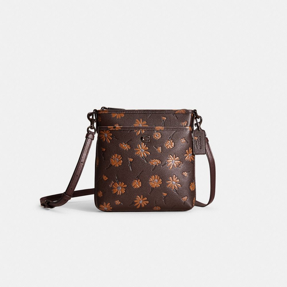 Coach Restored Kitt Messenger Crossbody With Floral Print In Pewter/multi