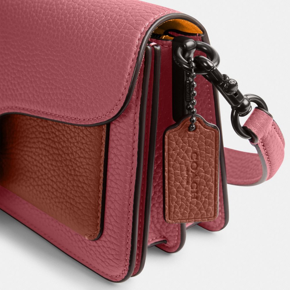COACH®,Tabby Shoulder Bag 26 In Colorblock Regenerative Leather,Leather,Shoulder Bag,Color Block,Logo,Metal,Compact,Gunmet...,Blush,Closer View