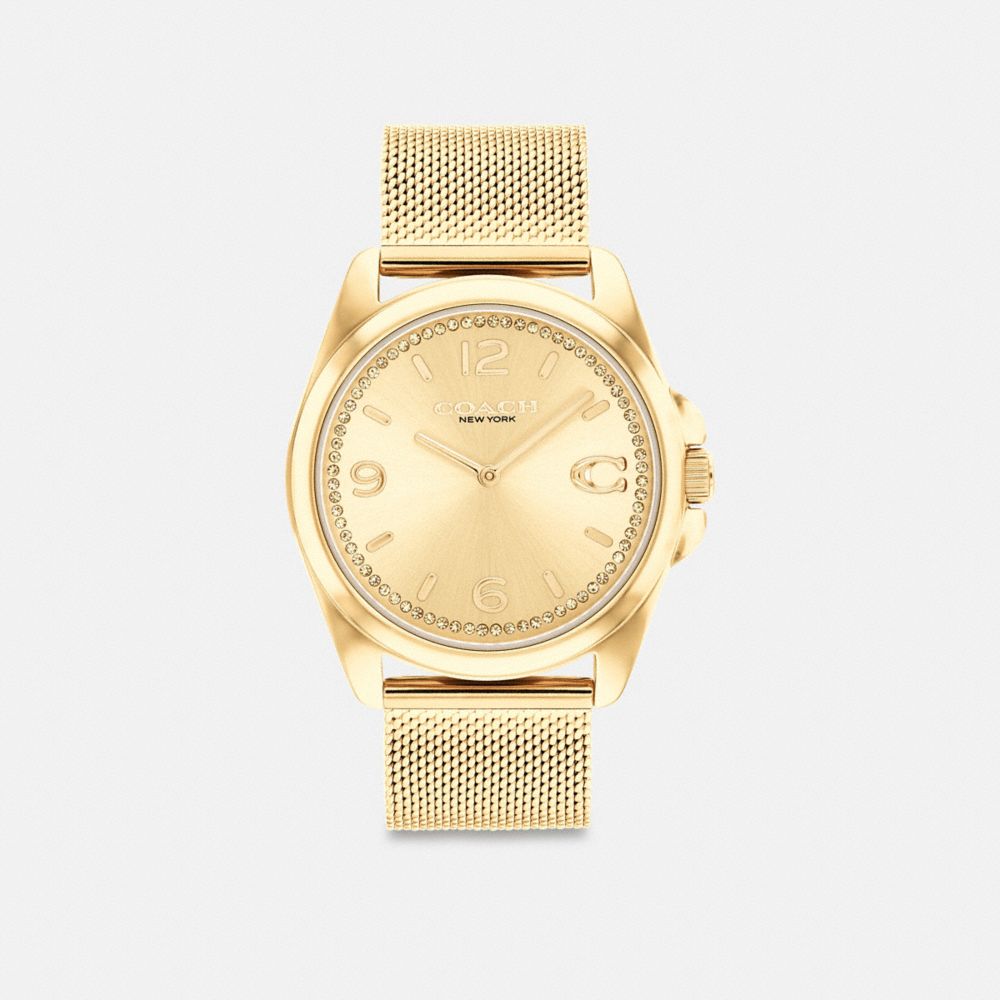 COACH®,GREYSON WATCH, 36MM,Gold,Front View