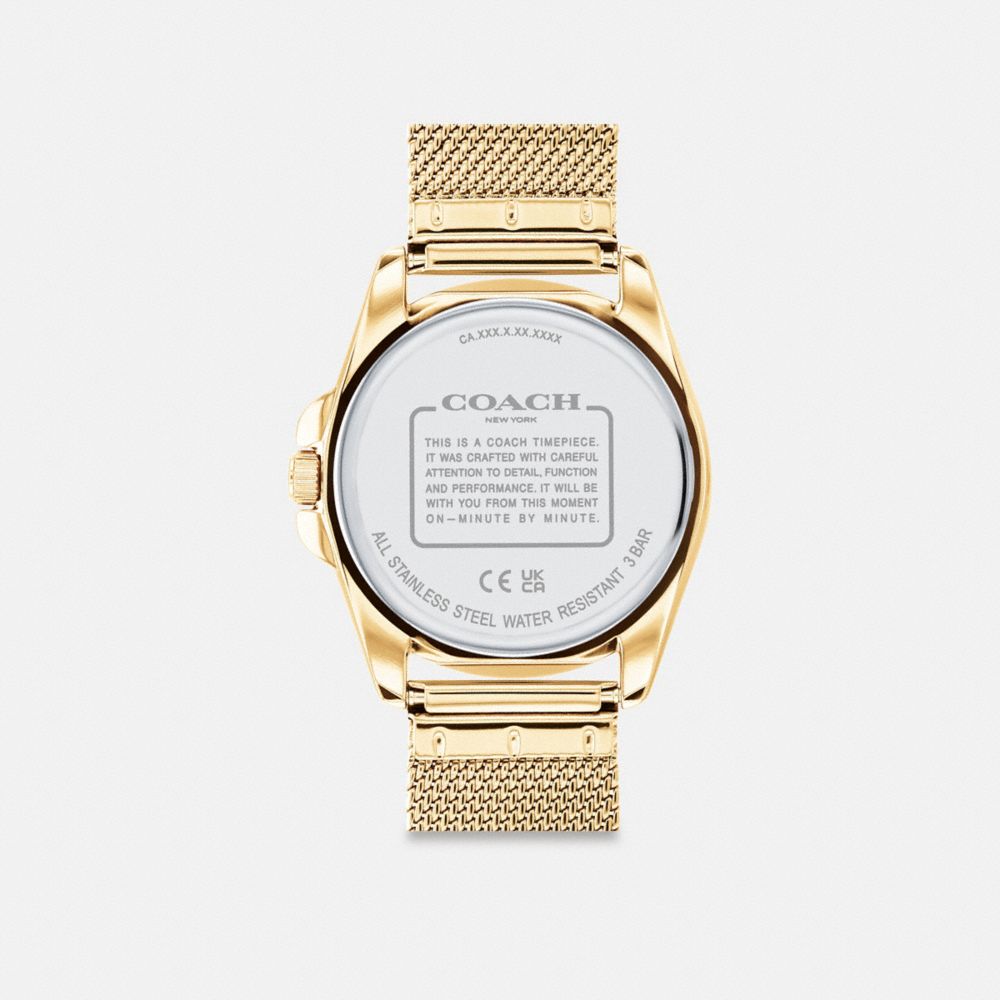 COACH®,GREYSON WATCH, 36MM,Gold,Back View
