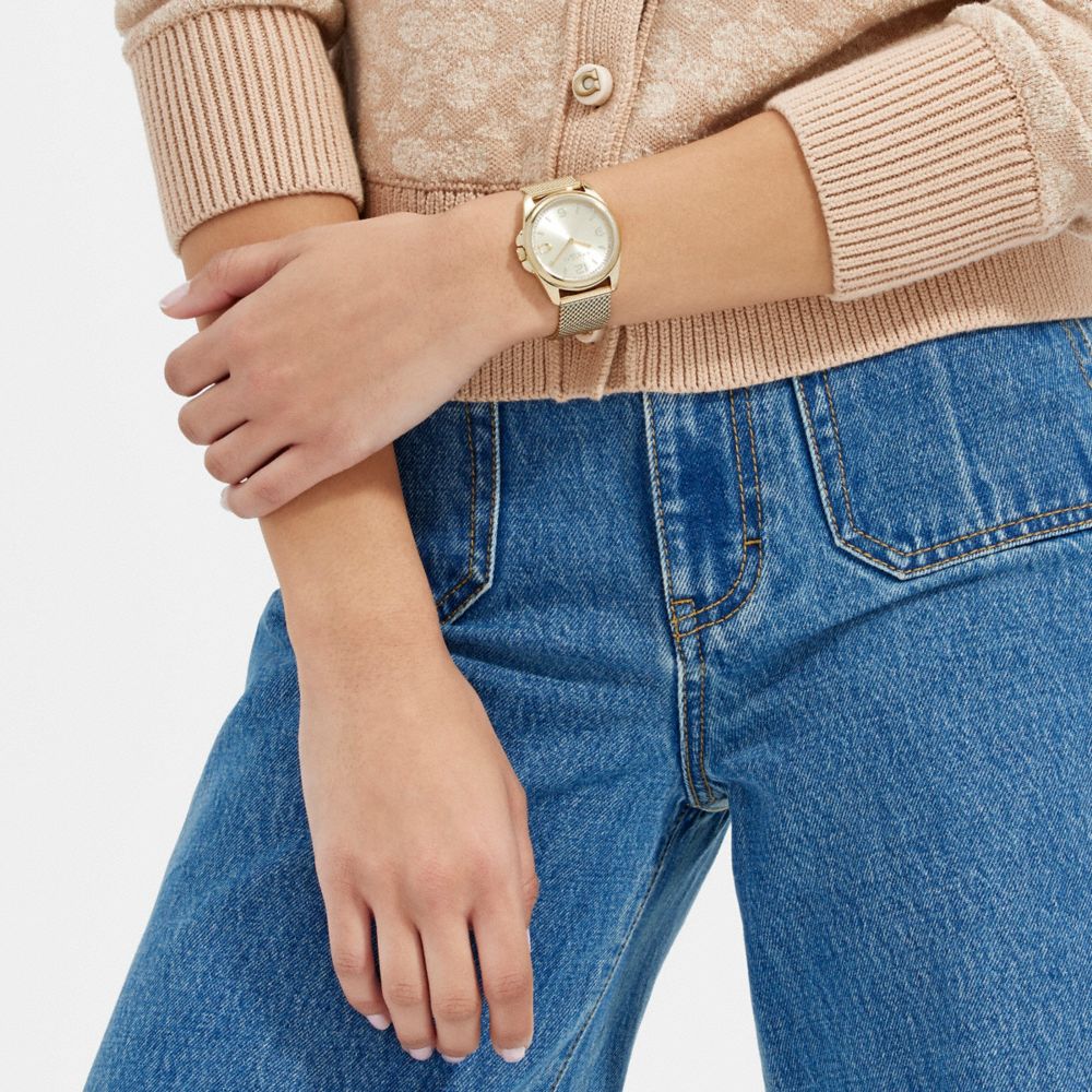 COACH®,Greyson Watch, 36 Mm,Gold,Detail View