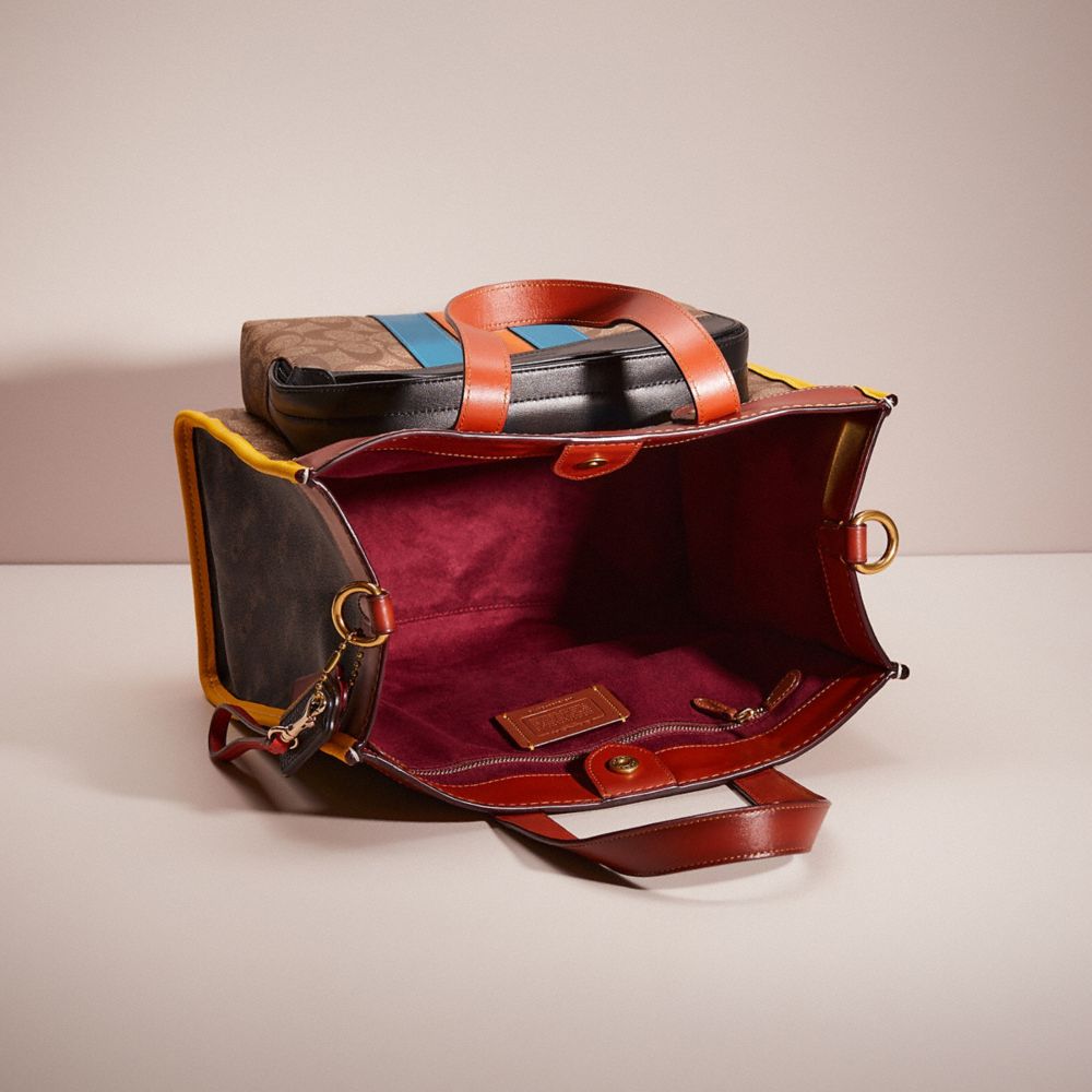 COACH®,Upcrafted Field Tote In Signature Canvas With Horse And Carriage Print,,Inside View,Top View