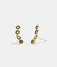 COACH®,SIGNATURE STONE CRAWLER STUD EARRINGS,Plated Brass,Gold/Multi,Front View