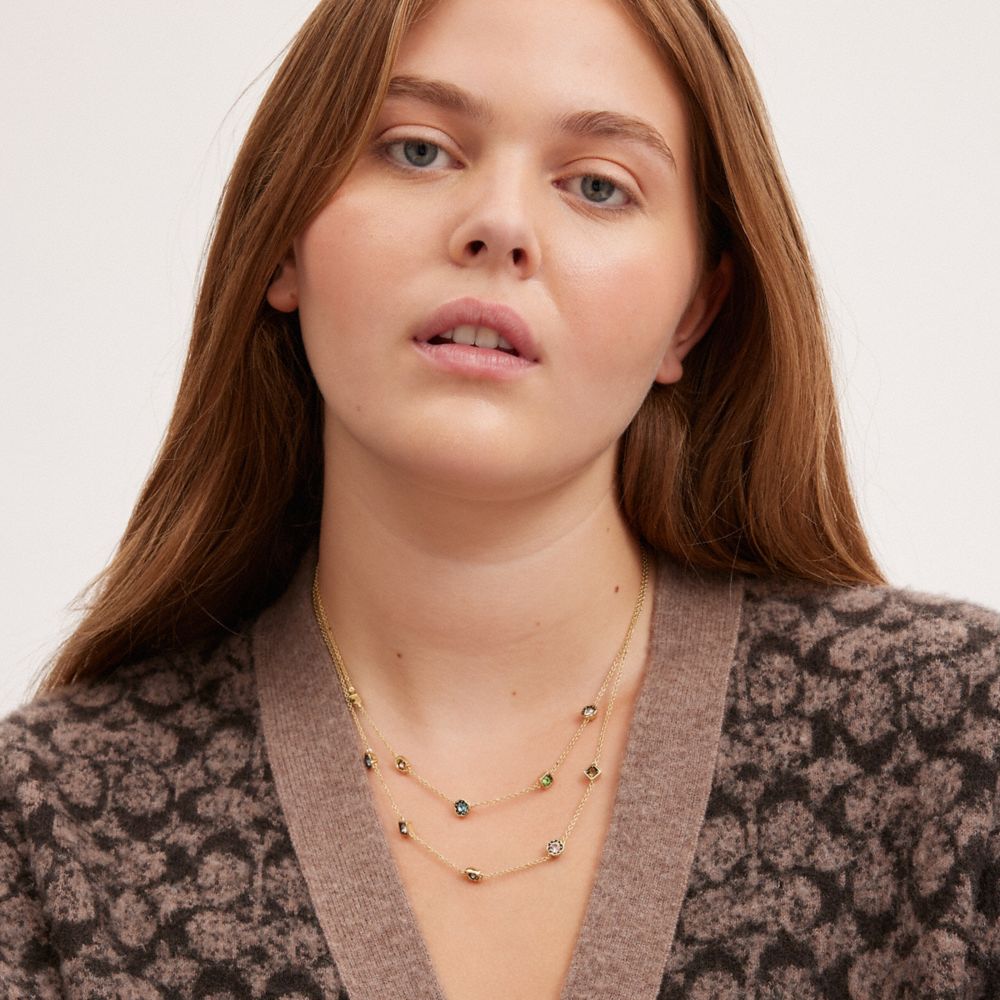 COACH®,Signature Stone Layered Necklace,,Detail View