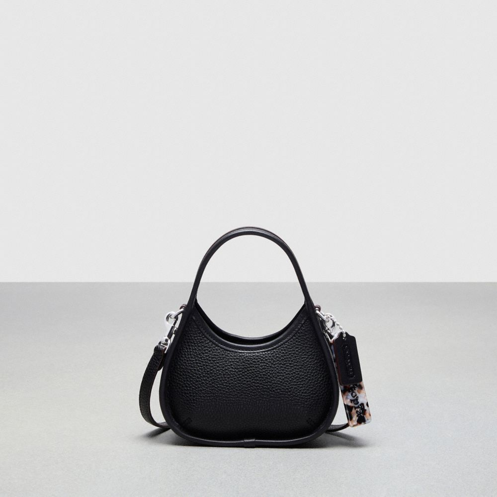 COACH®,Mini Ergo Bag With Crossbody Strap In Coachtopia Leather,Coachtopia Leather,Mini,Black,Front View