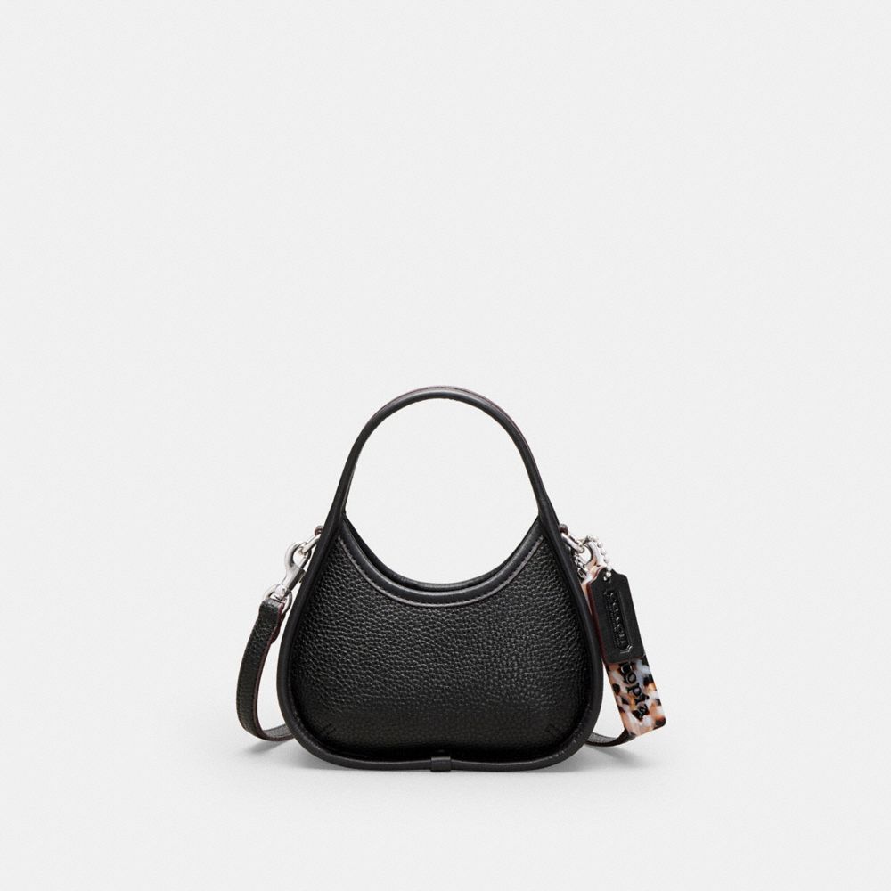 COACH®,Mini Ergo Bag With Crossbody Strap In Coachtopia Leather,Coachtopia Leather,Mini,Black,Front View