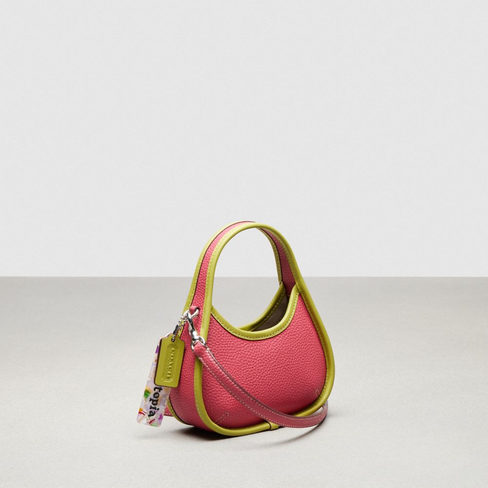 COACH®,Mini Ergo Bag In Coachtopia Leather,Leather,Lining Leather,Crossbody,Plastic,Logo,Embossed,Compact,Day Party,Pink,Angle View