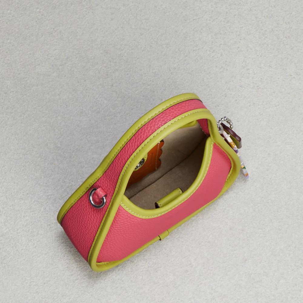 COACH®,Mini Ergo Bag In Coachtopia Leather,Leather,Lining Leather,Crossbody,Plastic,Logo,Embossed,Compact,Day Party,Pink,Inside View,Top View