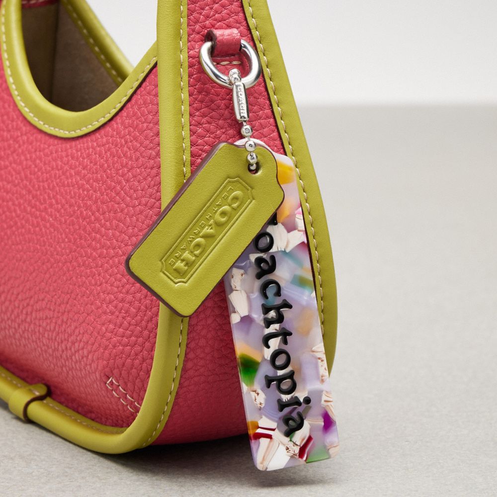 COACH®,Mini Ergo Bag In Coachtopia Leather,Leather,Lining Leather,Crossbody,Plastic,Logo,Embossed,Compact,Day Party,Pink,Group View