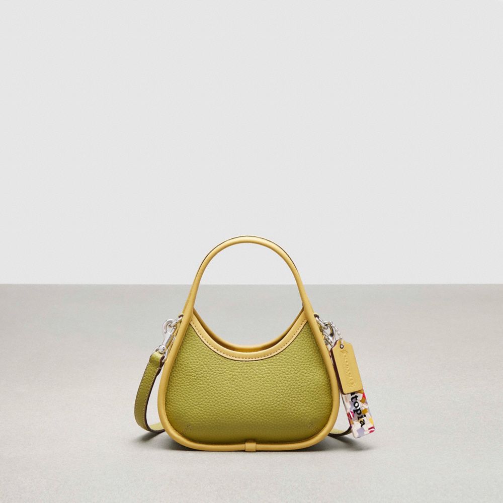COACH®,Mini Ergo Bag With Crossbody Strap In Coachtopia Leather,Coachtopia Leather,Mini,Lime Green/Sunflower,Front View