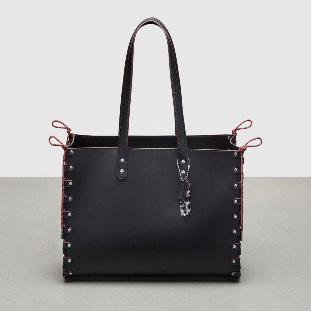 COACH®,The Re-Laceable Tote: Large,Coachtopia Leather,Large,Re Laceable Tote,Black,Front View