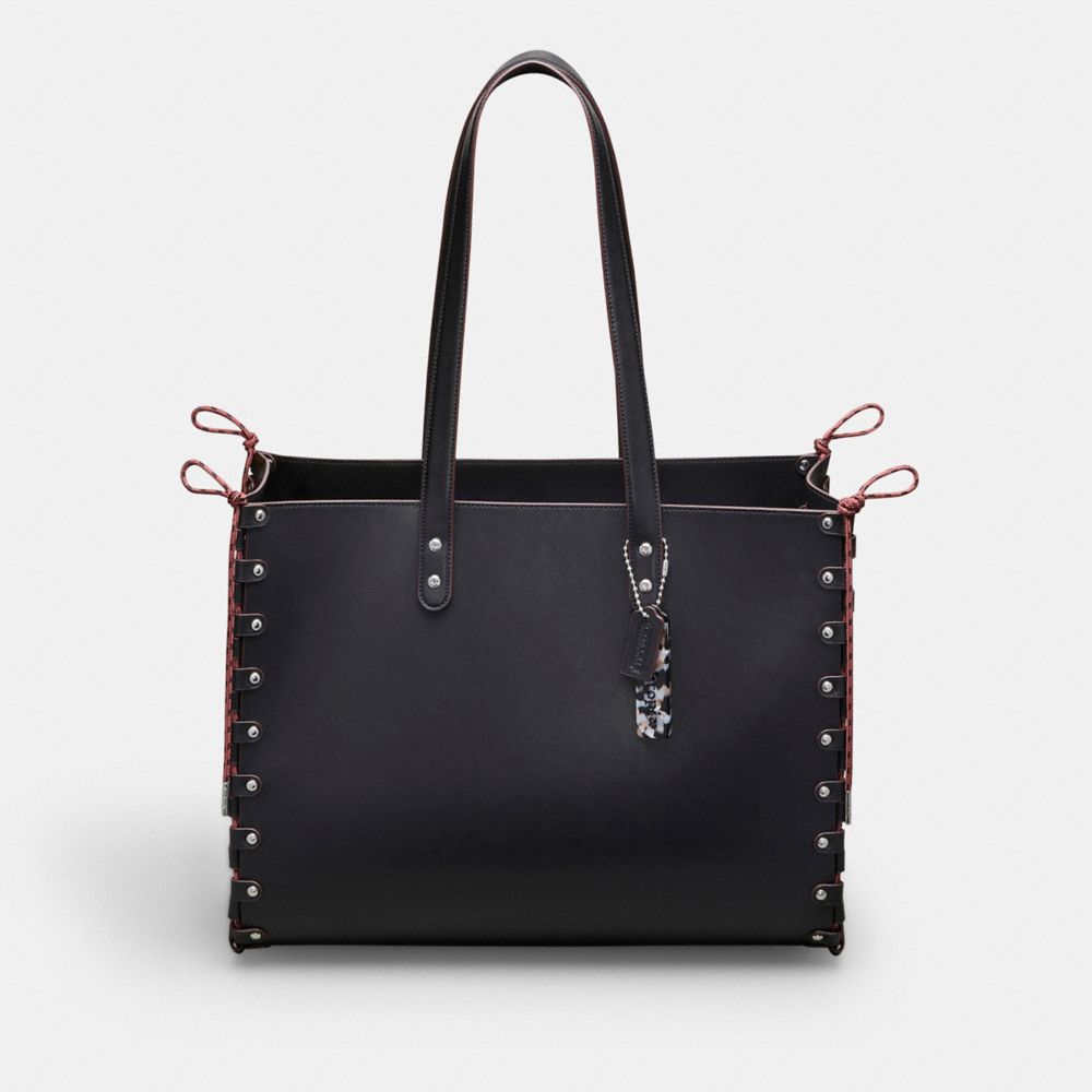 COACH®,The Re-Laceable Tote: Large,Coachtopia Leather,Large,Re Laceable Tote,Black,Front View