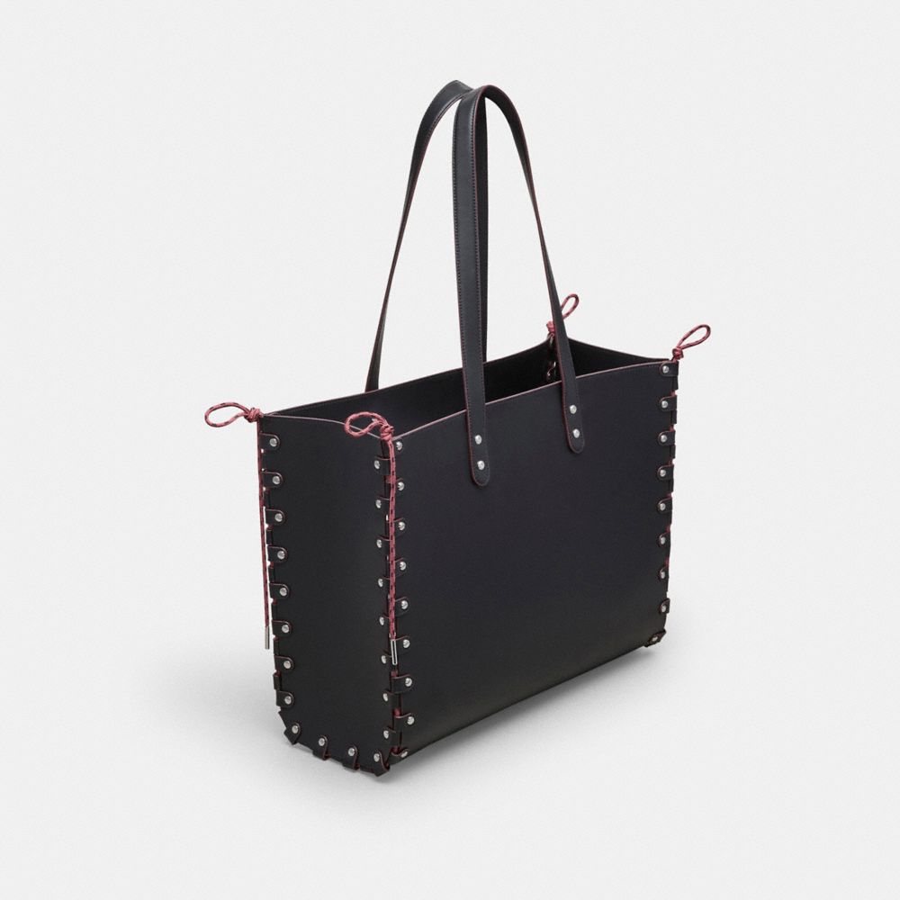 COACH®,The Re-Laceable Tote: Large,Coachtopia Leather,Large,Re Laceable Tote,Black,Angle View