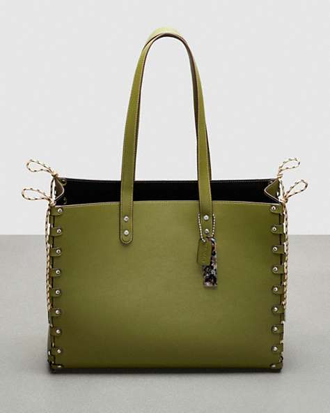 COACH®,The Re-Laceable Tote: Large,Coachtopia Leather,Large,Olive Green,Front View