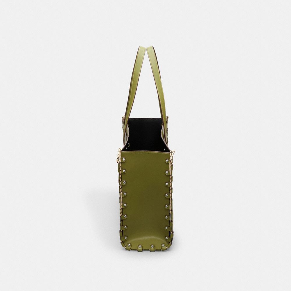 COACH®,Large Re Laceable Tote In Coachtopia Leather,Lining Leather,Leather,Pouch,Tote,Plastic,Studded,Embossed,Logo,Revers...,Olive,Group View