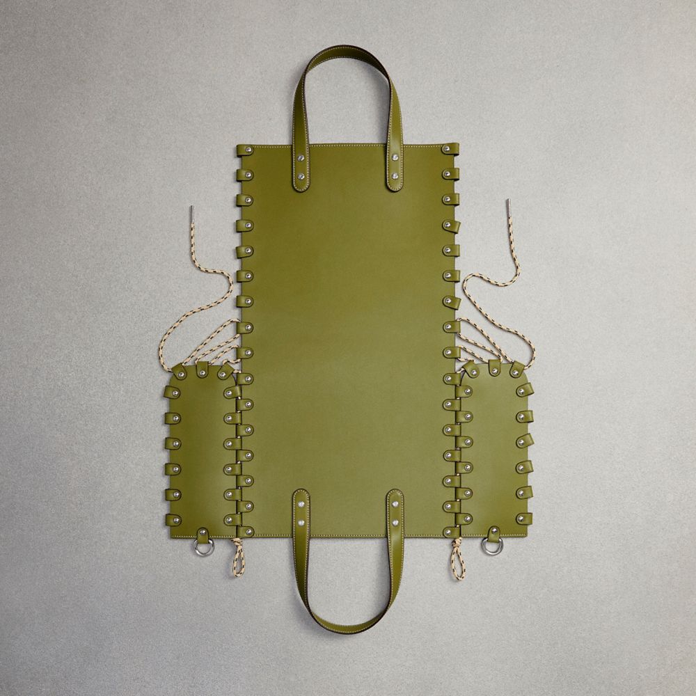 COACH®,Large Re Laceable Tote In Coachtopia Leather,Lining Leather,Leather,Pouch,Tote,Plastic,Studded,Embossed,Logo,Revers...,Olive,Interior View
