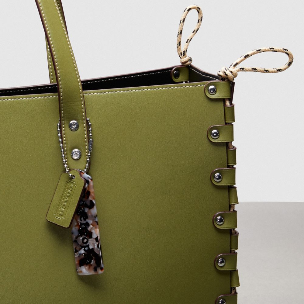 COACH®,Large Re Laceable Tote In Coachtopia Leather,Lining Leather,Leather,Pouch,Tote,Plastic,Studded,Embossed,Logo,Revers...,Olive,Group View